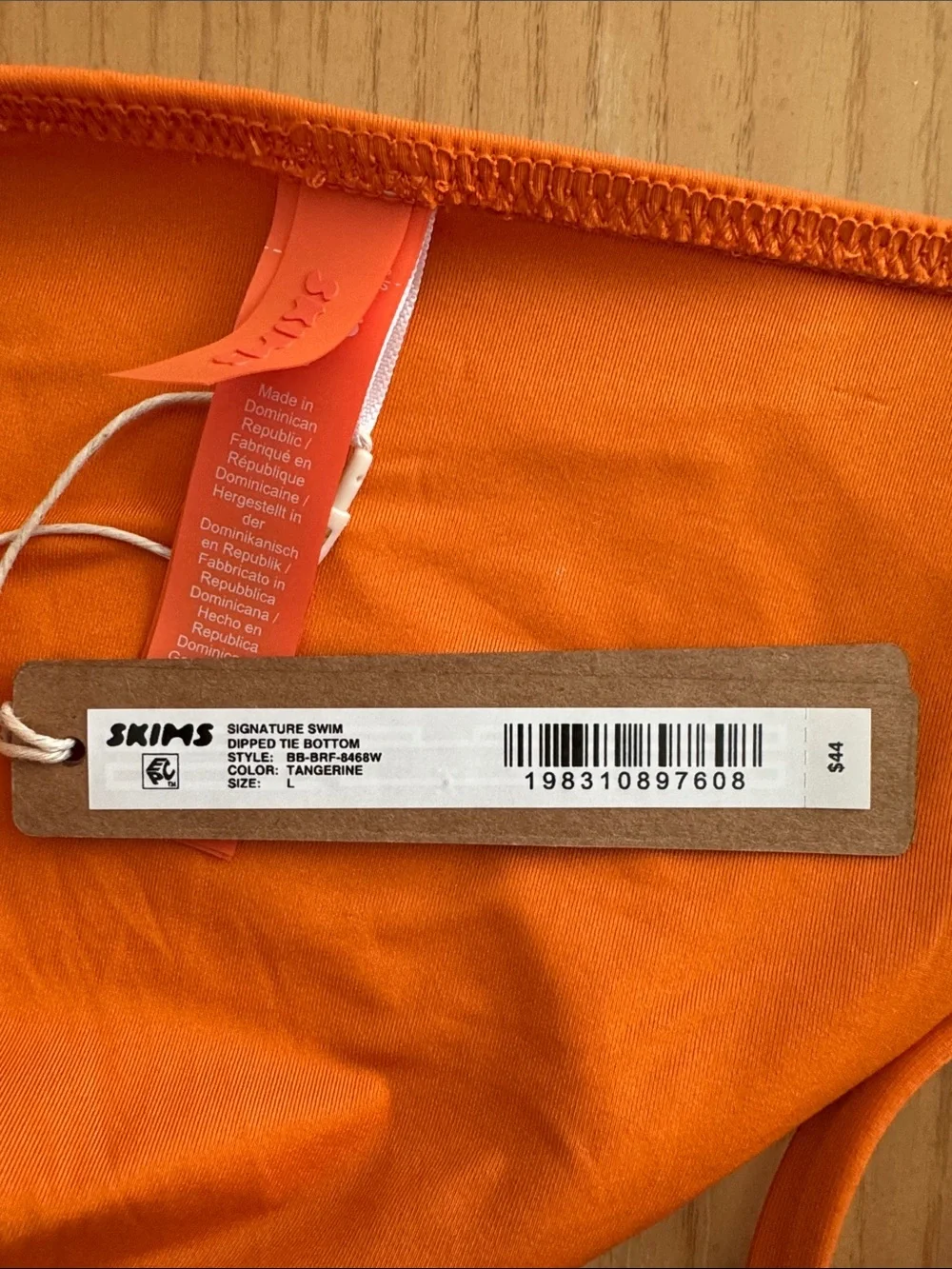 Skims Signature Swim Dipped Tie Bottoms in Tangerine NWT Large